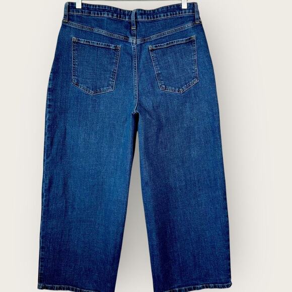 Banana Republic Wide Leg Crop High Rise Blue Jeans Pleated Women Size 33/16 Tall - Picture 3 of 12